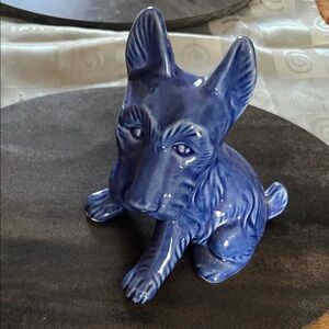 Blue Ceramic Dog Figurine - Decorative Pet Accent